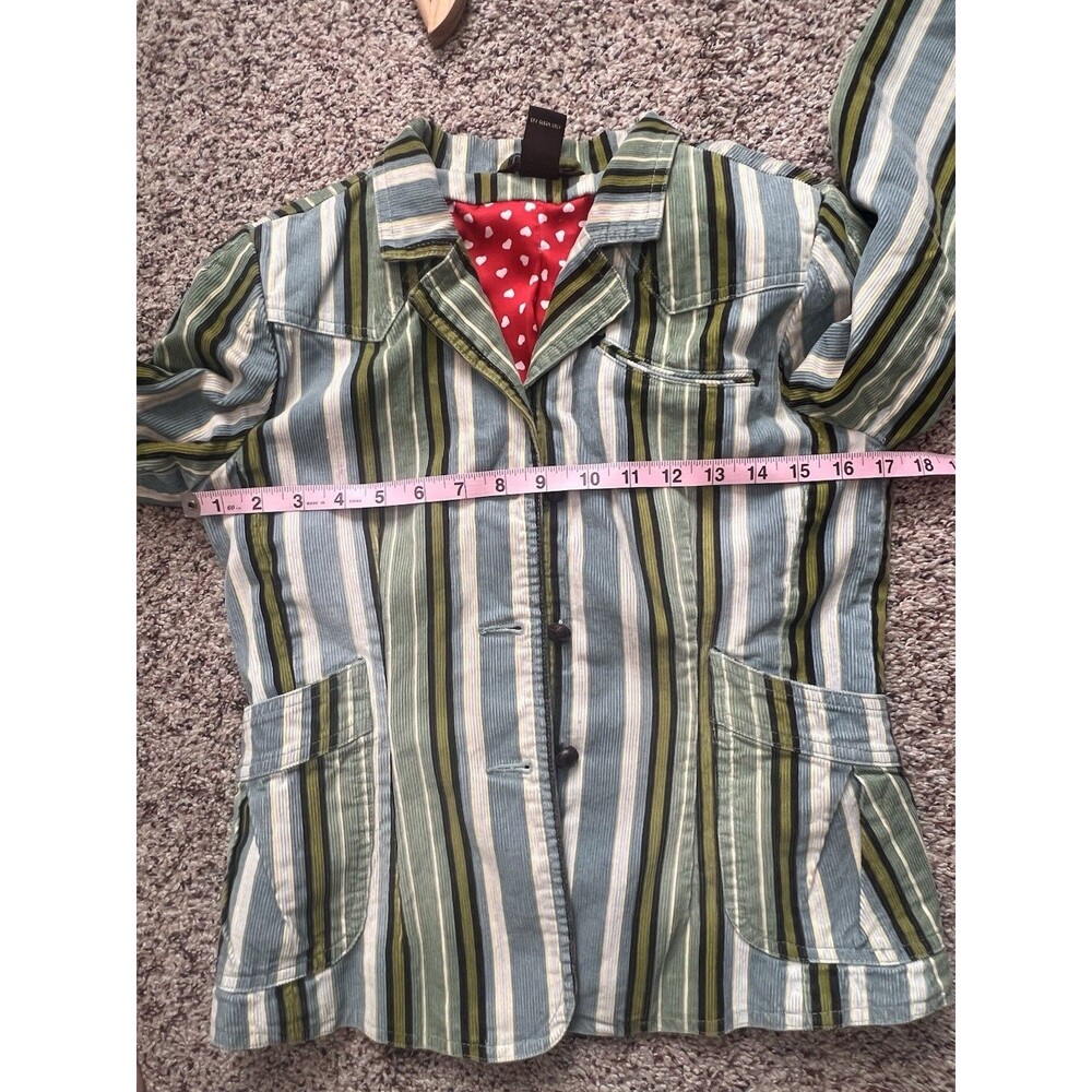Fossil Women Size M Multicolor Striped Heart Red Lined Blazer Jacket Rare - Picture 3 of 12